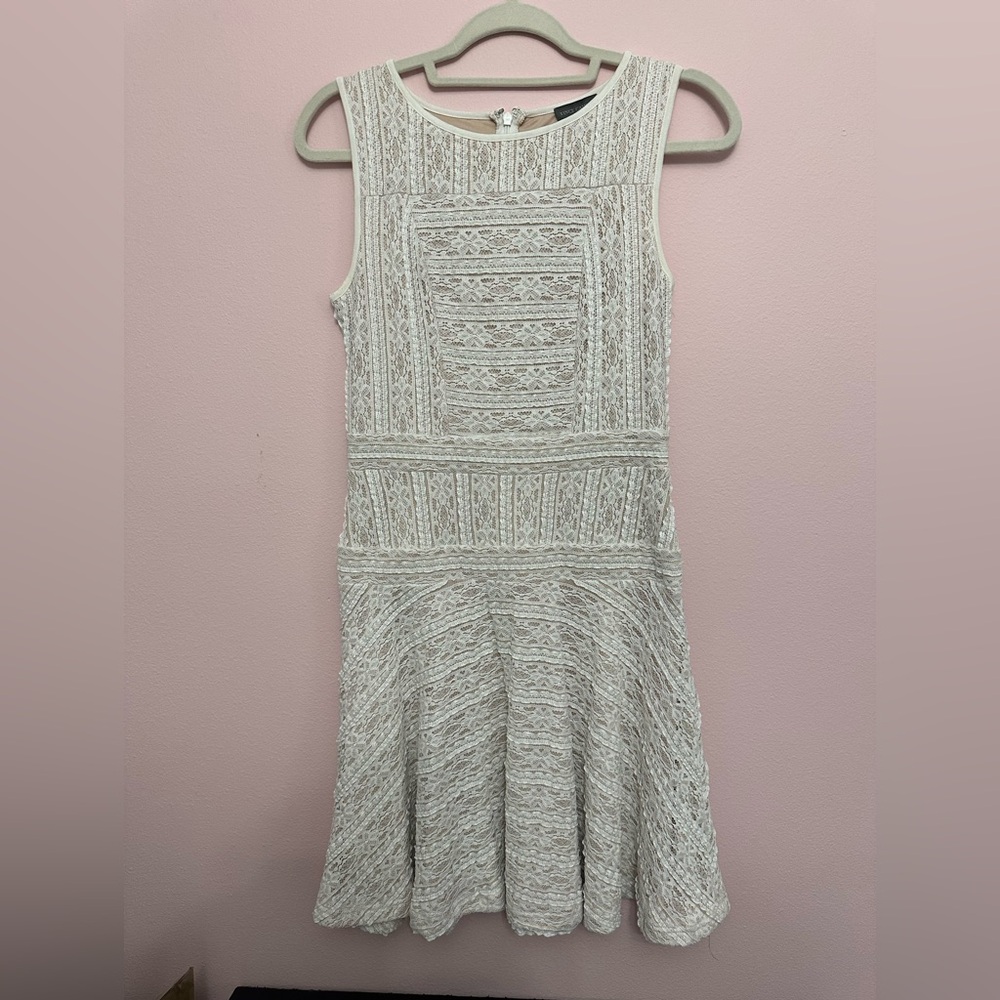 Vince Camuto Lace Sleeveless Mini Dress - Cream